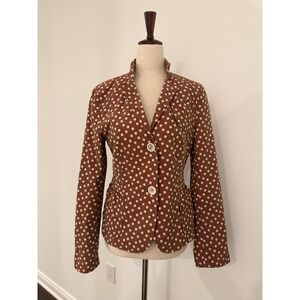 Akris Punto Blazer Women 6 Brown Retro Iridescent Polka Dot Cotton Fitted Jacket
